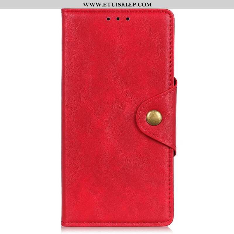 Etui Folio do Xiaomi 12T / 12T Pro Guzik Magnetyczny Ze Sztucznej Skóry